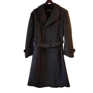 Botany 500 Vintage Charcoal Gray Wool Double Breasted Trench Coat Sz. 42R